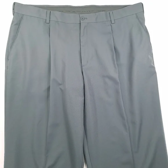 NIKE Men's Big & Tall Dri-FIT Pants Gray Pleated Rubber Grip - Size 44 Unhemmed - Picture 2 of 8